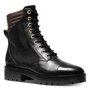MICHAEL Kors BASTIAN Black COMBAT BOOTS Size 8 M